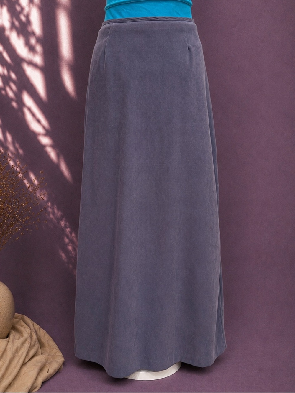 Vintage charcoal gray faux suede maxi skirt